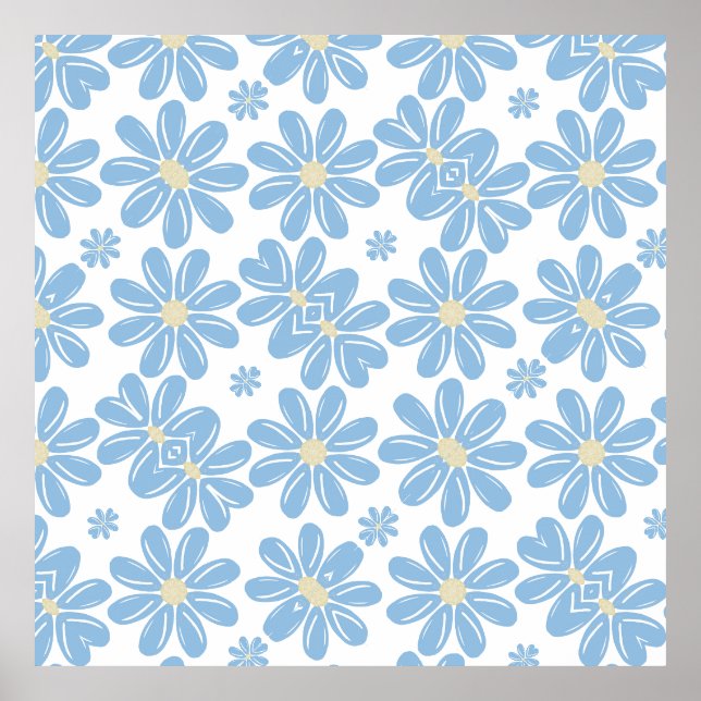 Póster Patrón floral azul - Poster (Frente)
