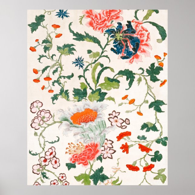 Póster Patrón floral chino a mediados del siglo XVIII (Frente)