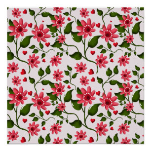 Póster Patrón Floral Colorido Sin Costuras Flor Brillante