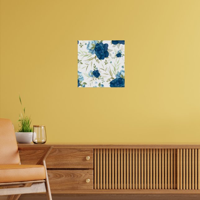 Póster Patrón floral continuo de acuarela azul (Salón 2)