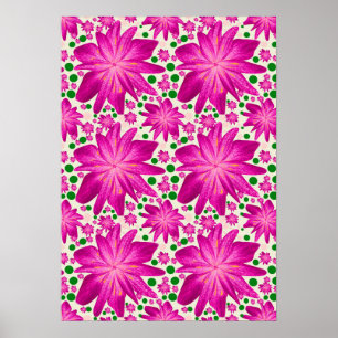 Póster Patrón floral continuo de color rosa intenso