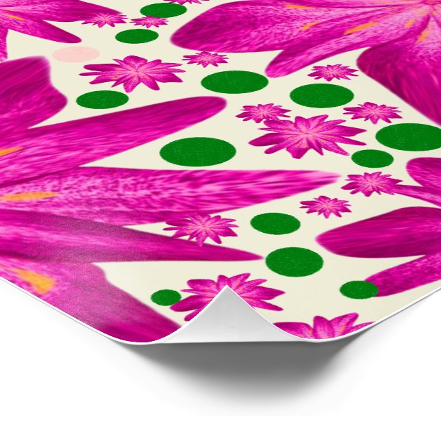 Póster Patrón floral continuo de color rosa intenso (Esquina)