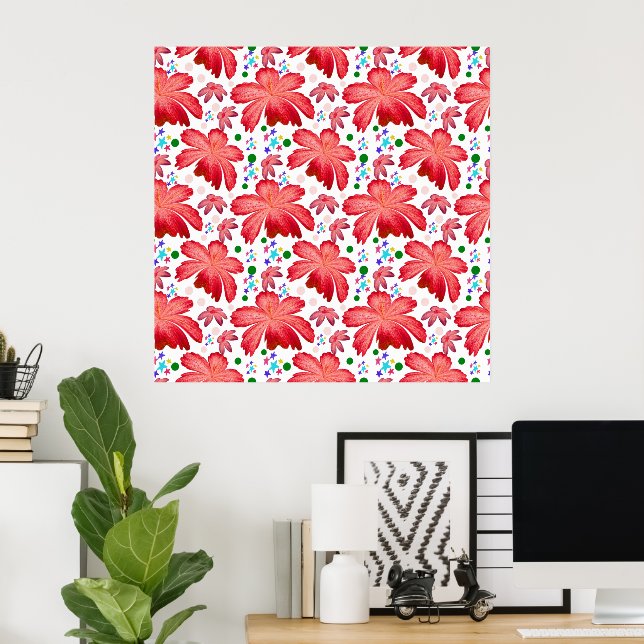 Póster Patrón floral continuo | Diseño de flores en acuar (Oficina en casa)