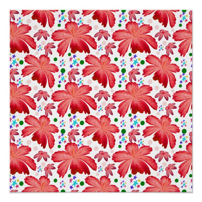 Póster Patrón floral continuo | Diseño de flores en acuar (Anverso)