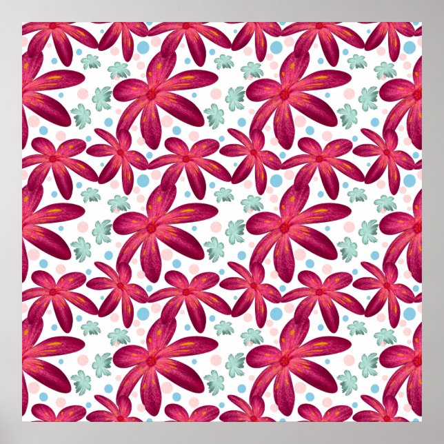 Póster Patrón floral continuo | Repetición de flores en a (Frente)