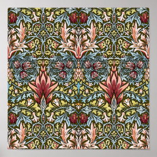 Póster Patrón floral de cabeza de serpiente de William Mo