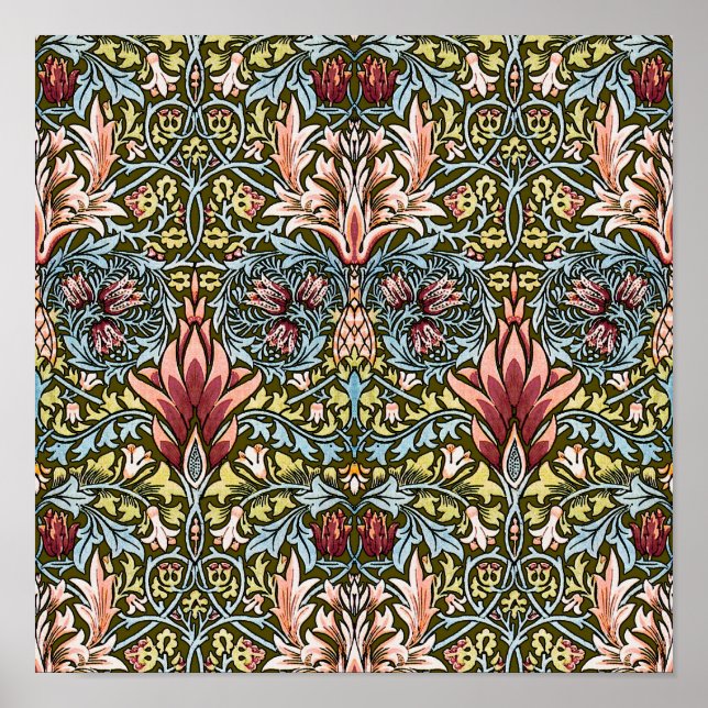 Póster Patrón floral de cabeza de serpiente de William Mo (Frente)