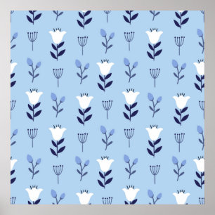 Póster Patrón floral de colores sin foco con flores silve