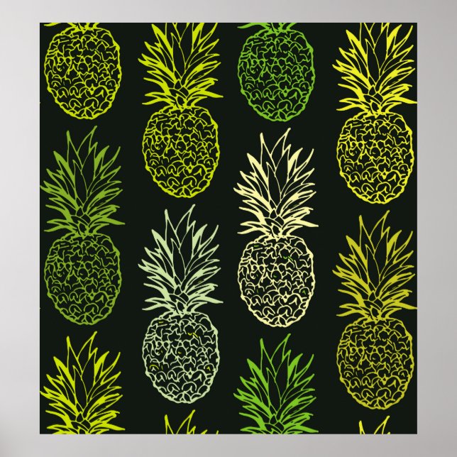 Póster Patrón floral de doodle dibujado a mano. Palm leav (Frente)