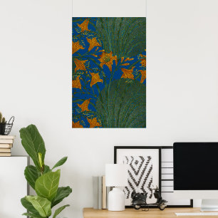 Póster Patrón floral de lirio de día vintage de Walter Cr