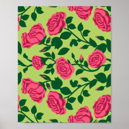 Póster Patrón floral de rosa rosa