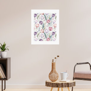 Póster Patrón floral de tulipán escandinavo