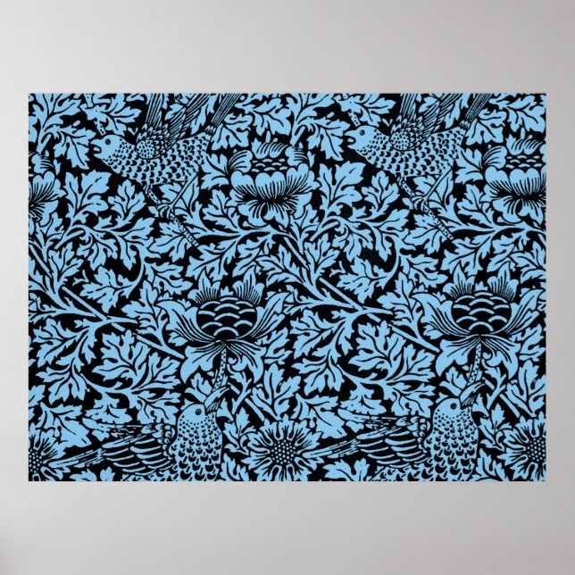 Póster Patrón Floral de William Morris Pájaro Anemone (Frente)