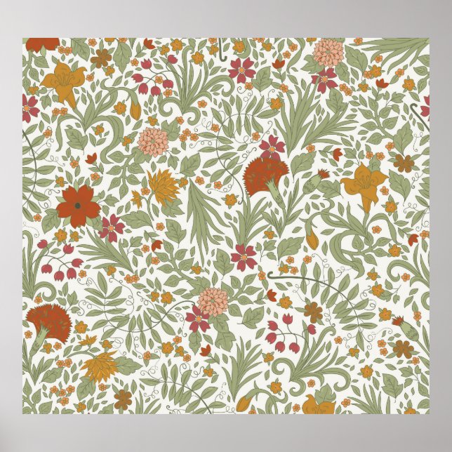 Póster Patrón floral elegante y caprichoso. (Frente)