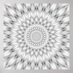 Póster Patrón floral en blanco y negro
