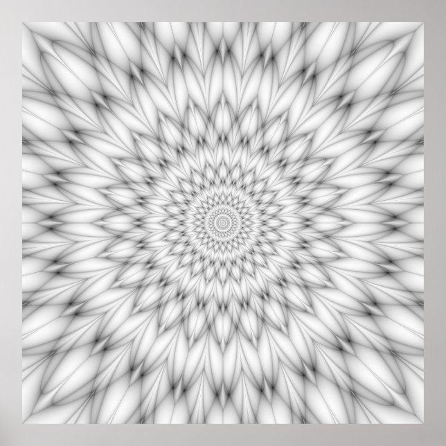 Póster Patrón floral en blanco y negro (Frente)