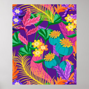 Póster Patrón floral exótico colorido-23148