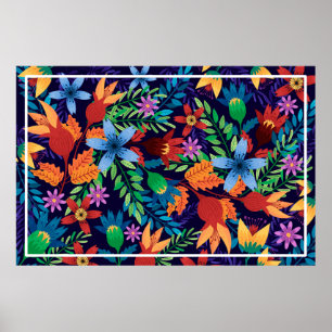 Póster Patrón floral exótico colorido-32436