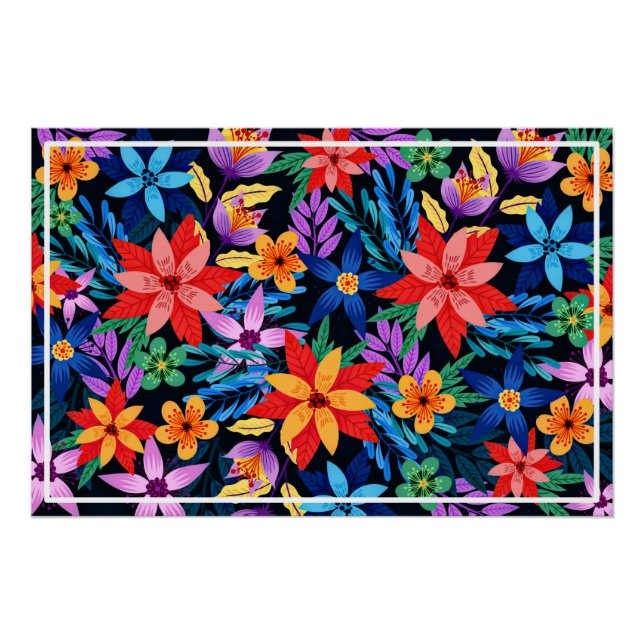 Póster Patrón floral exótico colorido-68578 (Anverso)