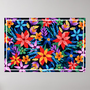 Póster Patrón Floral Exótico Colorido-68578