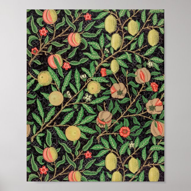 Póster Patrón floral granada de fruta William Morris (Frente)