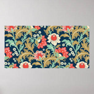 Póster Patrón floral incoloro y sin fisuras en estilo fol