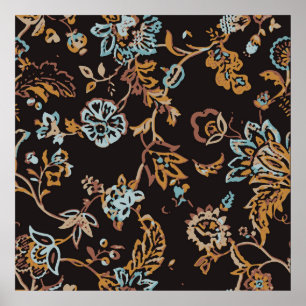 Póster Patrón floral inmaculado. Textura dibujada a mano