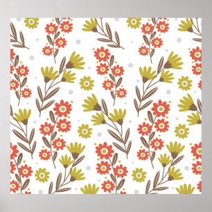 Póster Patrón floral lindo, fondo fluido.