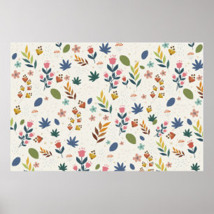 Póster Patrón floral minimalista