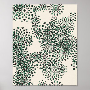 Póster Patrón floral pixelado 