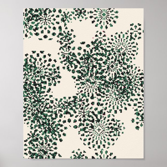 Póster Patrón floral pixelado  (Frente)