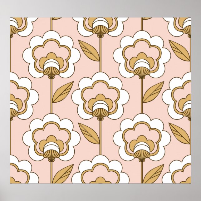 Póster Patrón floral retro sin soldadura (Frente)
