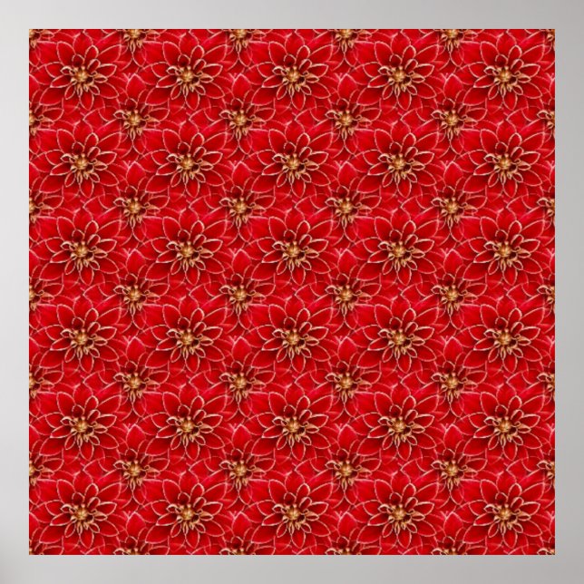 Póster Patrón floral rojo elegante (Frente)