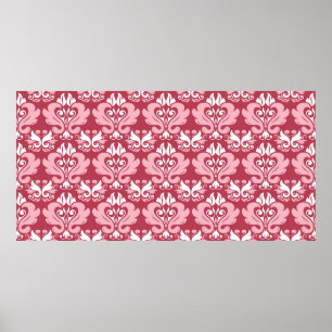 Póster Patrón floral rojo sin costuras. Rojo pálido y bei
