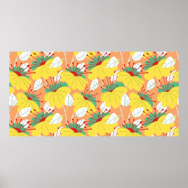 Póster Patrón floral sin costuras. Fondo con mano (Frente)