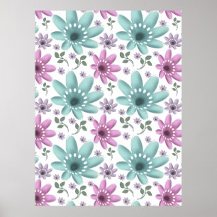 Póster Patrón Floral Sin Costuras Pastel