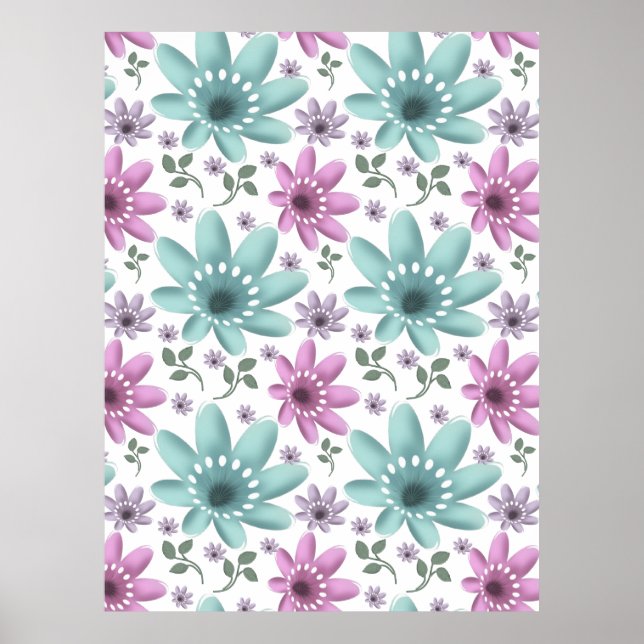 Póster Patrón Floral Sin Costuras Pastel (Frente)