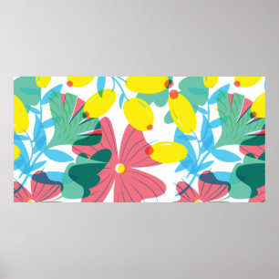 Póster Patrón floral sin fisuras con elementos de transpa