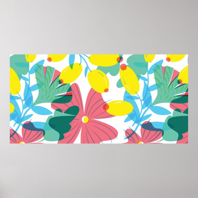 Póster Patrón floral sin fisuras con elementos de transpa (Frente)