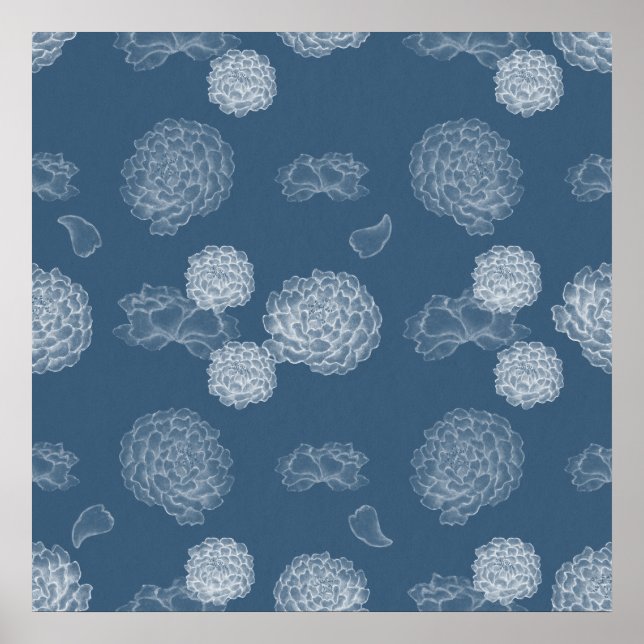 Póster Patrón floral sin fisuras de Blue Peony (Frente)