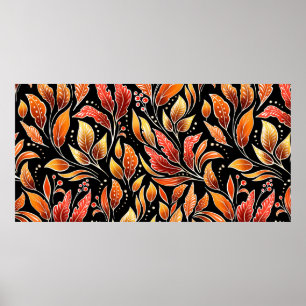 Póster Patrón floral sin fisuras. Fondo otoñal con marcha