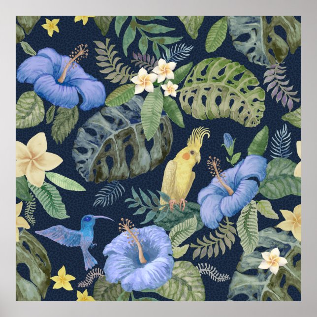 Póster Patrón floral sin foco a partir de agua pintada a  (Frente)