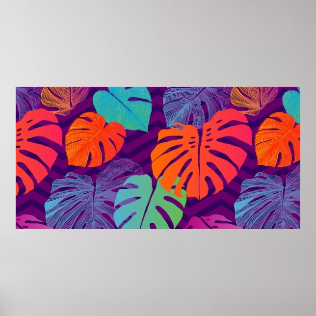 Póster Patrón floral sin foco de la Monstera Tropical del (Frente)