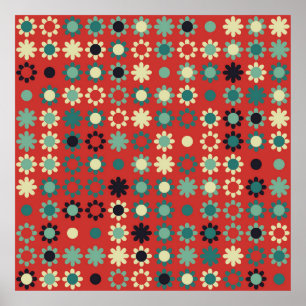 Póster Patrón floral sin soldadura con elementos de color