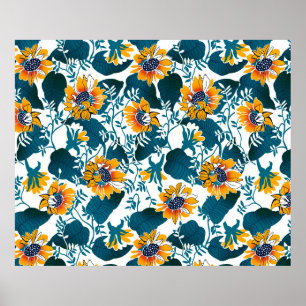 Póster Patrón floral sin soldadura, fondo En el art nouve