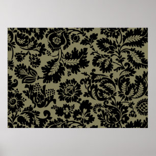Póster Patrón floral veneciano en negro y blanco de Willi
