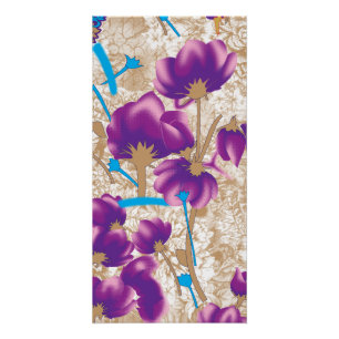 Póster Patrón floral vibrante con color púrpura y azul de