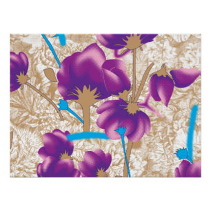 Póster Patrón floral vibrante con color púrpura y azul de