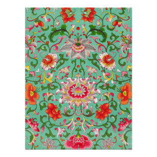 Póster Patrón floral vintage, estilo William Morris,