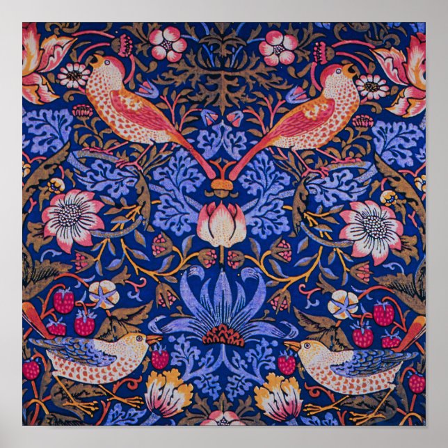 Póster Patrón floral William Morris Strawberry Thief (Frente)